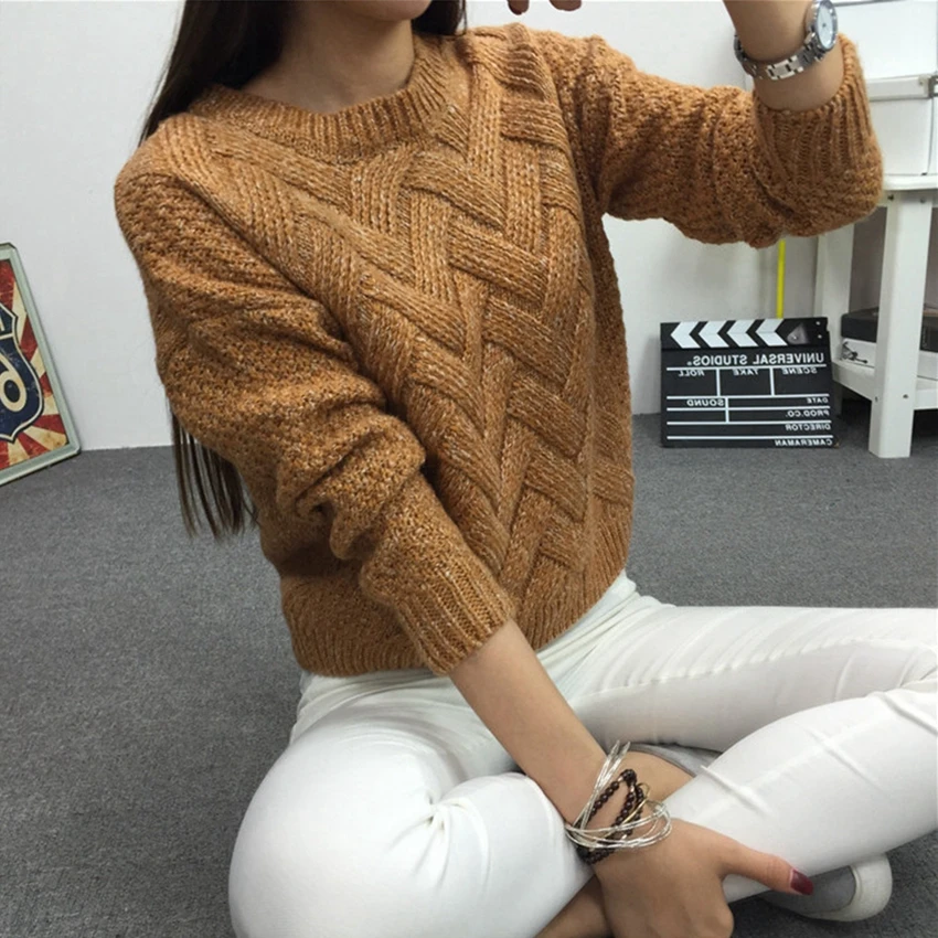 Casual Twist Knitted Sweater Women 2018 Autumn Long Sleeve O-neck Pullovers Loose Befree Jumpers Winter Warm Ladies Sweaters | Женская