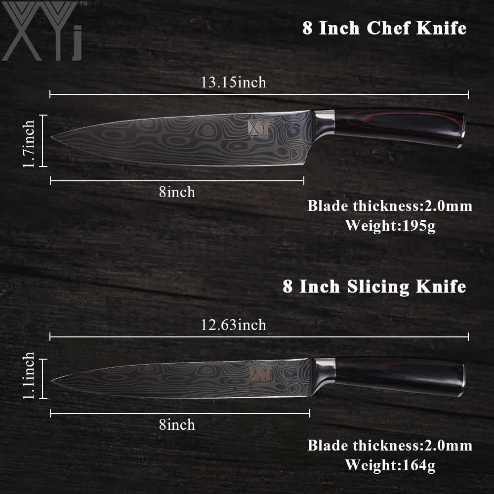 XYj 7Cr17 Double Steel Head Stainless Kitchen Knives 6 PCS Set Fruit Vegetable Meat Cooking Knife Exquisite Kitchenware | Дом и сад