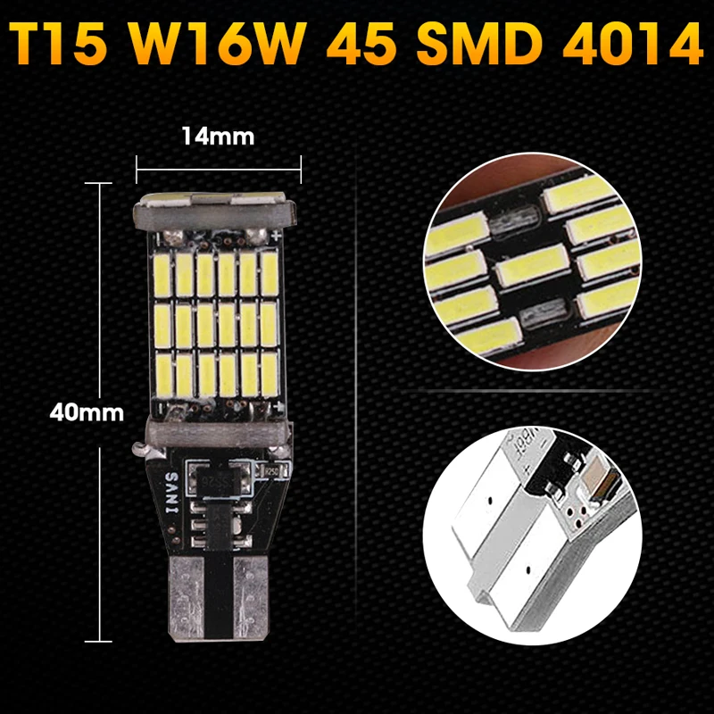ROADOT 2pcs T15 W16W 45 SMD 4014 Canbus безошибочный светодиодный светильник автомобильная лампа