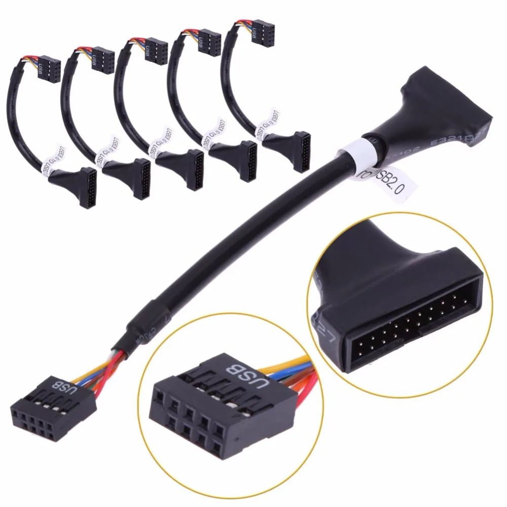 2 шт. USB 3 0 20 штыревой разъем типа папа к 9-контактный материнская плата Женский