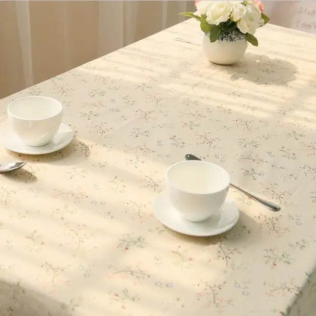Скатерть льняная в Корейском стиле с кружевными краями и цветочным принтом