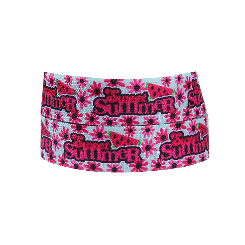 

(50yards/lot) Sweet summer theme tiny flower printed elastic ribbon