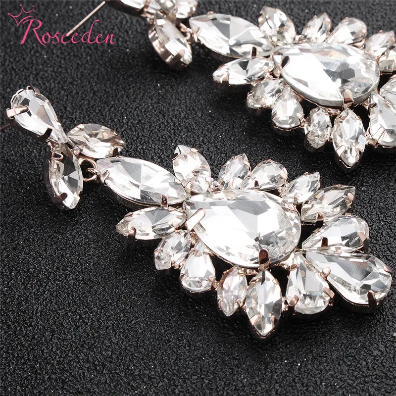 Модные стразы свадебные висячие серьги аксессуары ювелирные изделия с золотым и