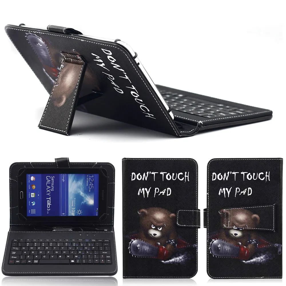 cool bear Чехол для планшета samsung Galaxy " 8" с микро-usb клавиатурой для Tab E 7,0 T280 T113 Tab E 8,0 T377 кожаный чехол-подставка с принтом - Цвет: cool bear