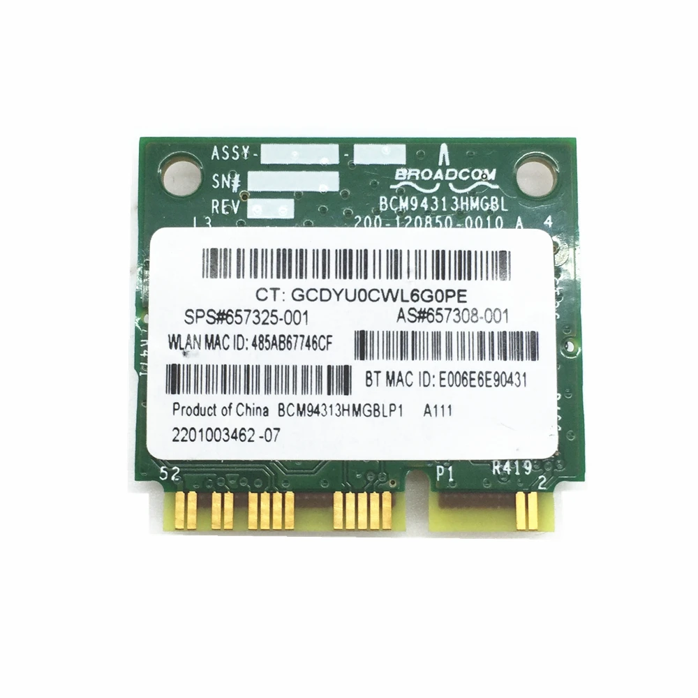 BroadCom BCM94313HMGB BCM4313 802.11N Wifi  Bluetooth 4, 0   PCI E   HP 657325-001 150 /