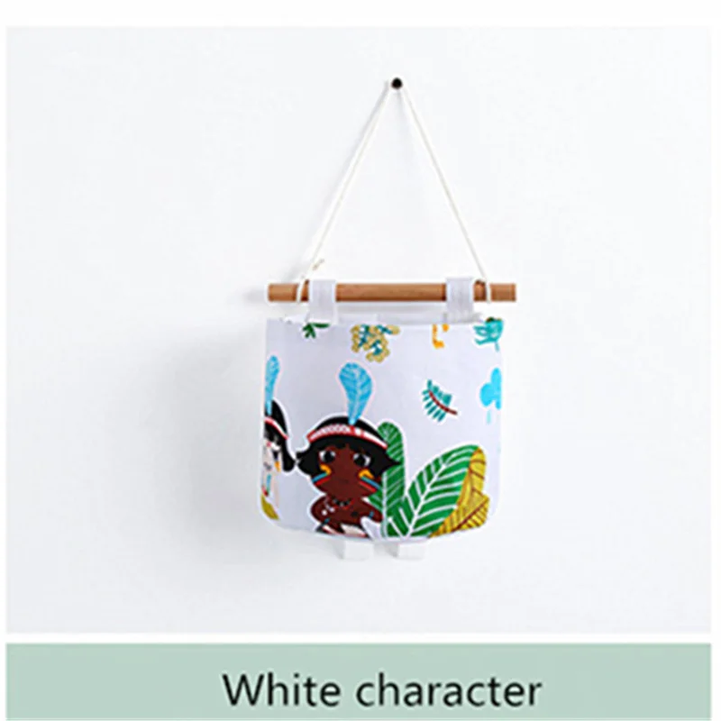 White character 1 шт., подвесная сумка для хранения, хлопковая корзина для детского сада, настенная сумка для детской комнаты, сумка для общежития, органайзер для игрушек, коробка для хранения мелочей - Цвет: White character
