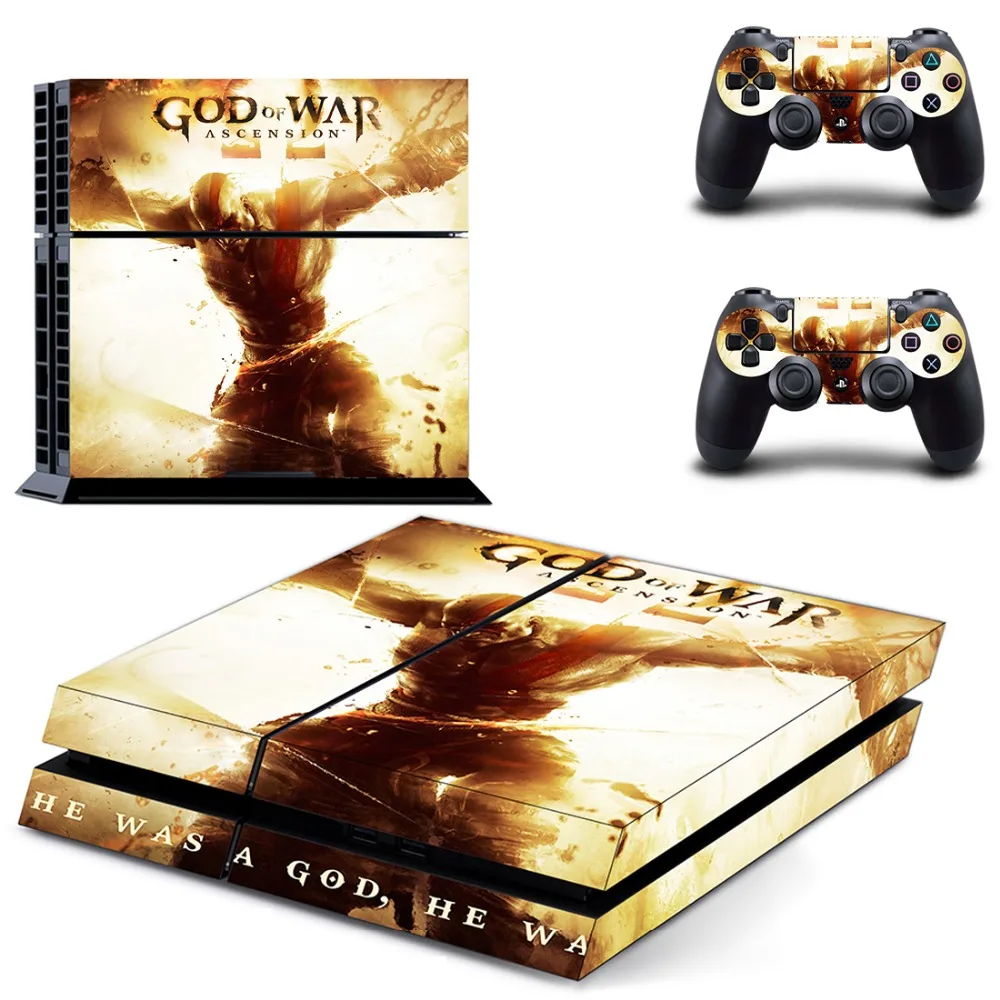 Виниловая наклейка на кожу игровой God of War PS4 для консоли Sony PlayStation 4 и 2 контроллера