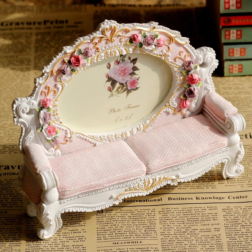 Европа Ретро Винтажный Розовый цветок диван фоторамка картина из смолы 3 5 ''x