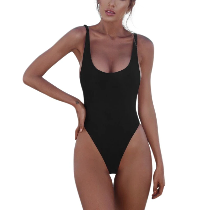 Цельные сексуальные женские костюмы купальник однотонный с высокой талией и