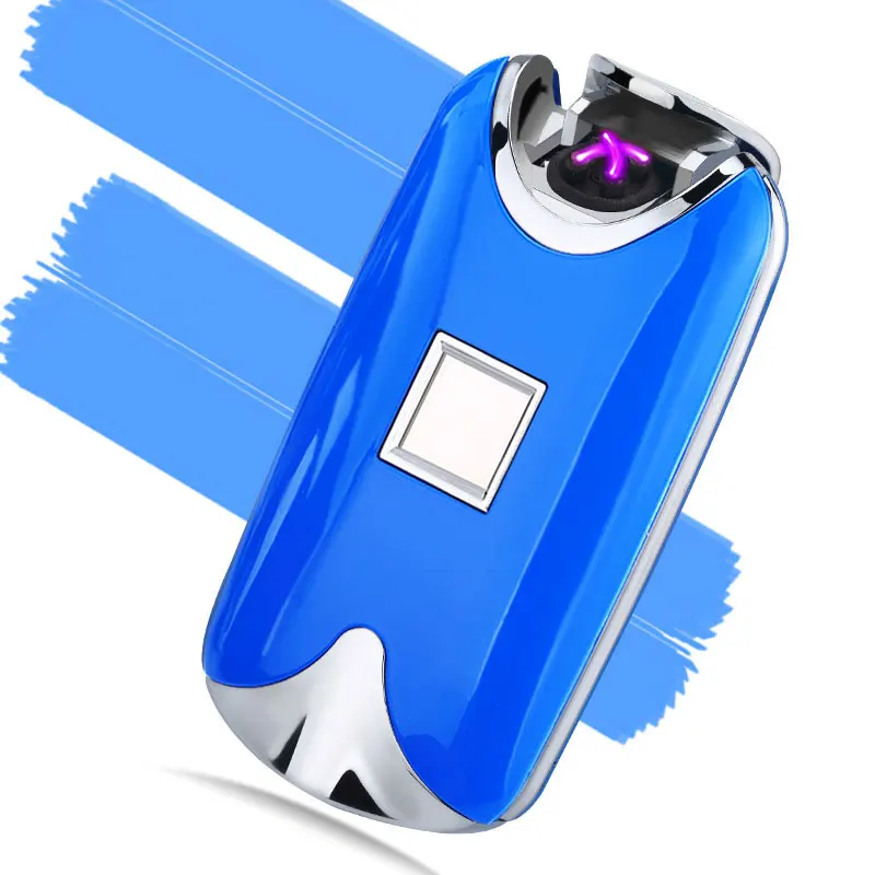 Blue Электрическая двойная дуговая USB Зажигалка для сигарет сенсорный переключатель перезаряжаемая ветрозащитная беспламенная плазменная электрическая зажигалка - Цвет: Blue
