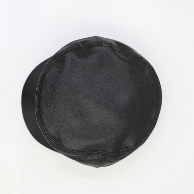Звезда Стиль настоящая оленья кожа plat top hat Черный Военный колпак для унисекс Мужские и женские зимние аксессуары для отдыха S483