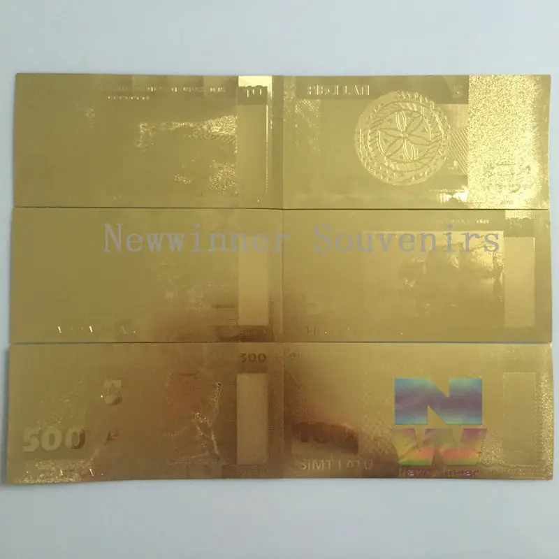6 шт./компл. Латвийский 24K золотой набор банкнот 500/100/50/20/10/5 латов бумага для