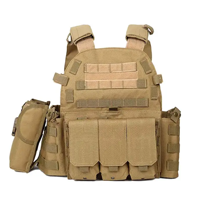 Тактический Molle Plate Carrier страйкбол жилет Пейнтбол боевой тренировочный Жилет Мягкий жилет загар с тройным подсумок Интерком