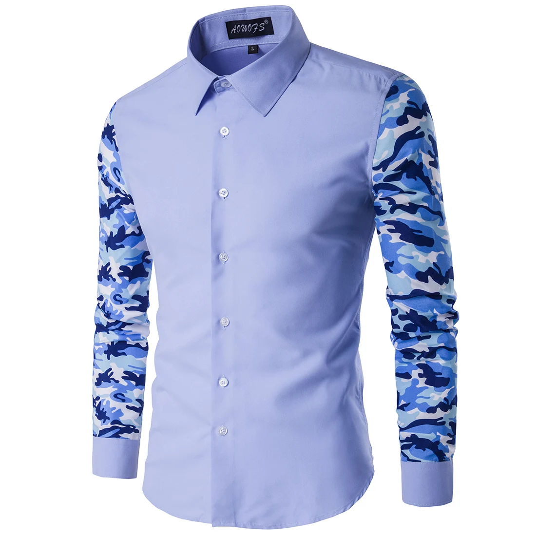 Men Shirt New Patchwork Casual Shirts Turn-down Collar 2017 Camouflage Slim Long Sleeved Chemise Homme XD009 | Мужская одежда