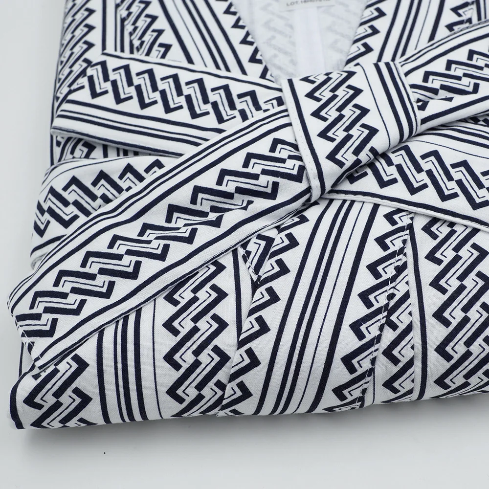 Халат кимоно мужской в японском стиле хлопковый юката ночная рубашка с рукавом 3/4