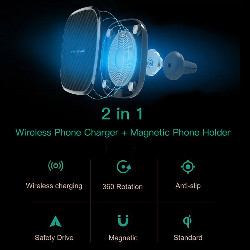 Автомобильное беспроводное зарядное устройство NILLKIN для Huawei P30 Mate 20 Pro магнитный
