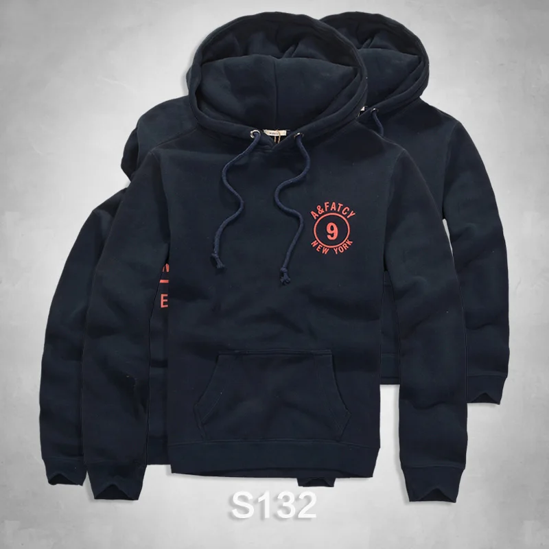 S132 Navy Blue Мужской осенне-зимний теплый вязаный мужской повседневный пуловер с капюшоном, мужской хлопковый свитер - Цвет: S132 Navy Blue