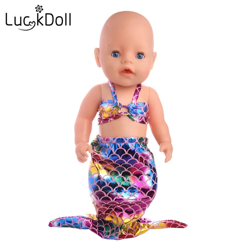 Юбка русалки с блестками LUCKDOLL подходит для куклы родов 43 см или 18 дюймовых