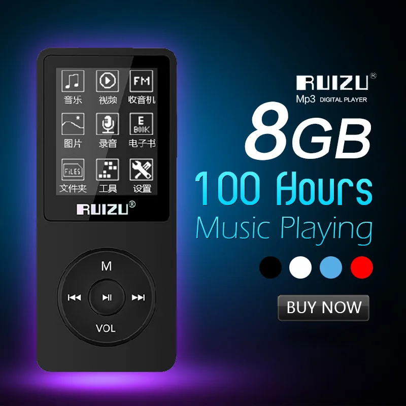 Mp3 плеер RuiZu X02 HiFi 8G с TFT экраном 1 8 дюйма FM рекордер|MP3-плееры| |