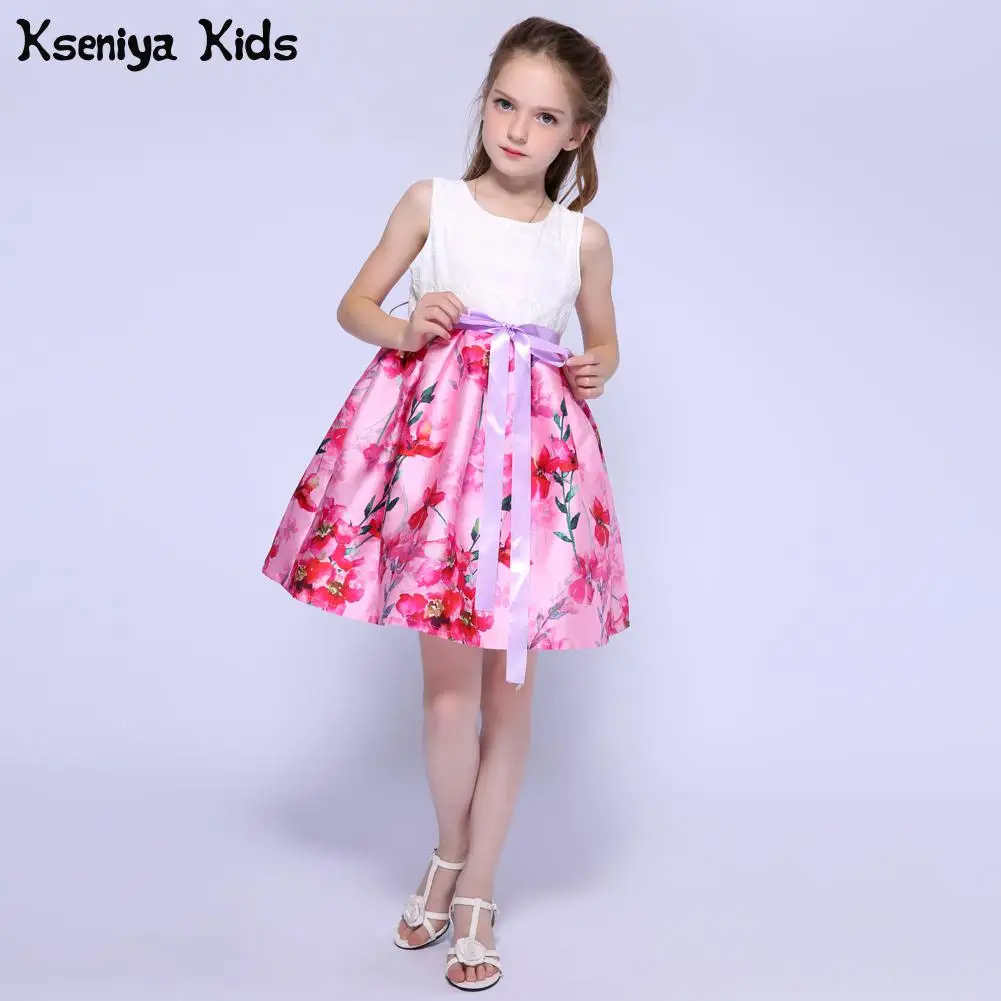 Kseniya Kids/платья с принтом для больших и маленьких девочек; сезон осень-зима; двухслойное платье принцессы с бабочкой для девочек с лентами; Возраст 2-10 лет