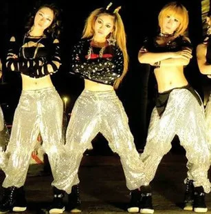 

New Hiphop Jazz Dance Costumes Men And Women Unisex Ds Pants Nightclub Sequins Women Trousers Loose Harem Pants