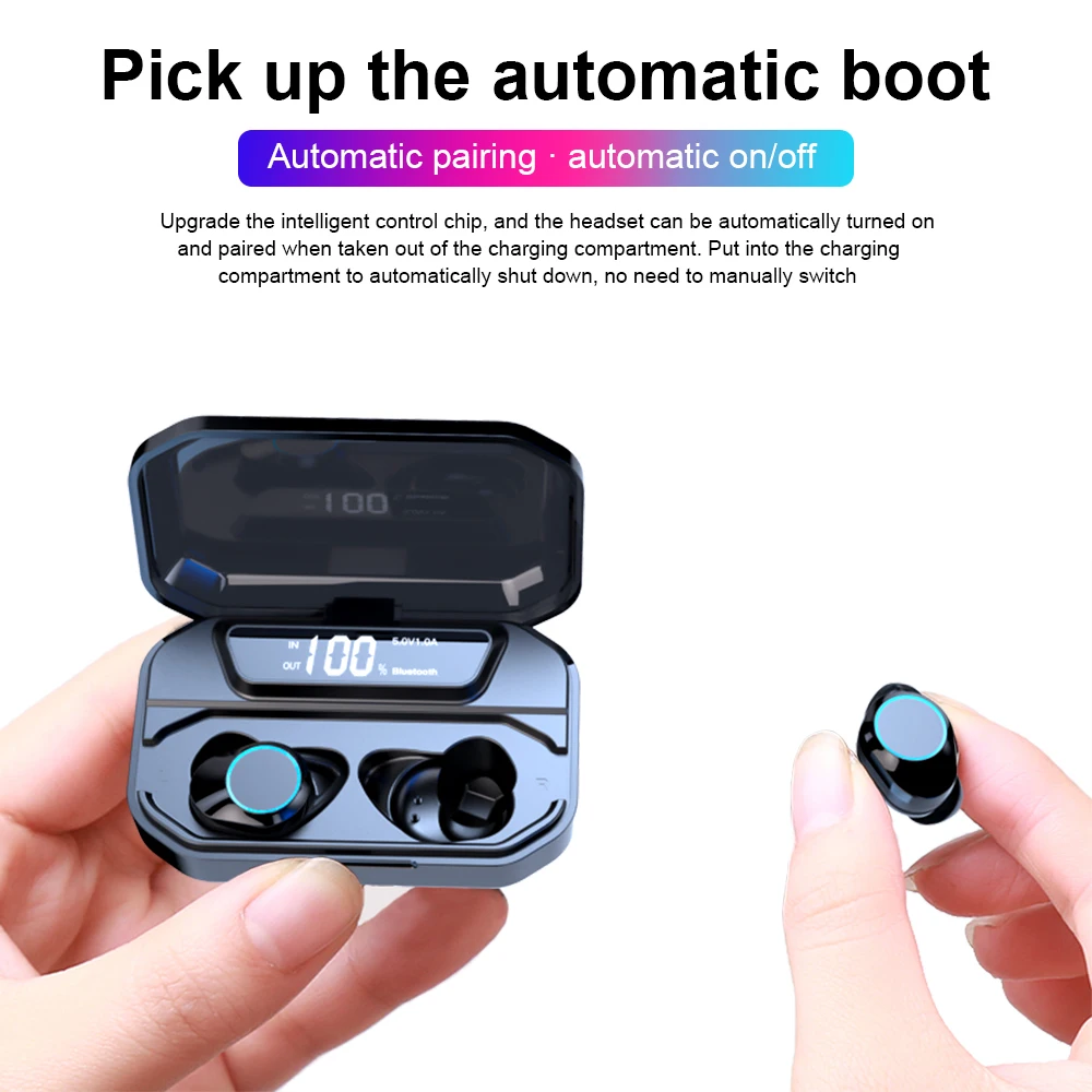 TWS G02 Bluetooth наушники V5.0 беспроводные 9D стерео музыка IPX7 водонепроницаемые с