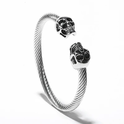 steel Mcllroy мужские Мальчики готический панк череп Серебряный тон титановая сталь манжета браслет викингов стальной Скелет манжета браслет s pulseiras - Окраска металла: steel