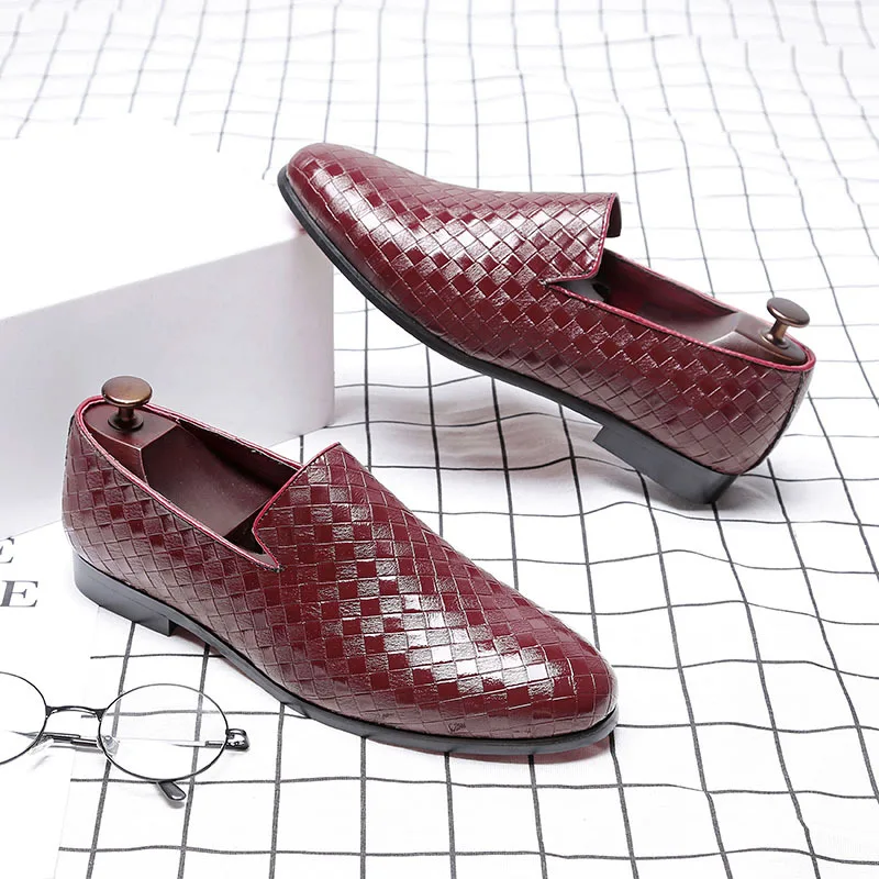 New Style Men Weave Leather Shoes Casual Loafers Slip On Mens Dress Business driving Big Size 38-48 1 | Обувь