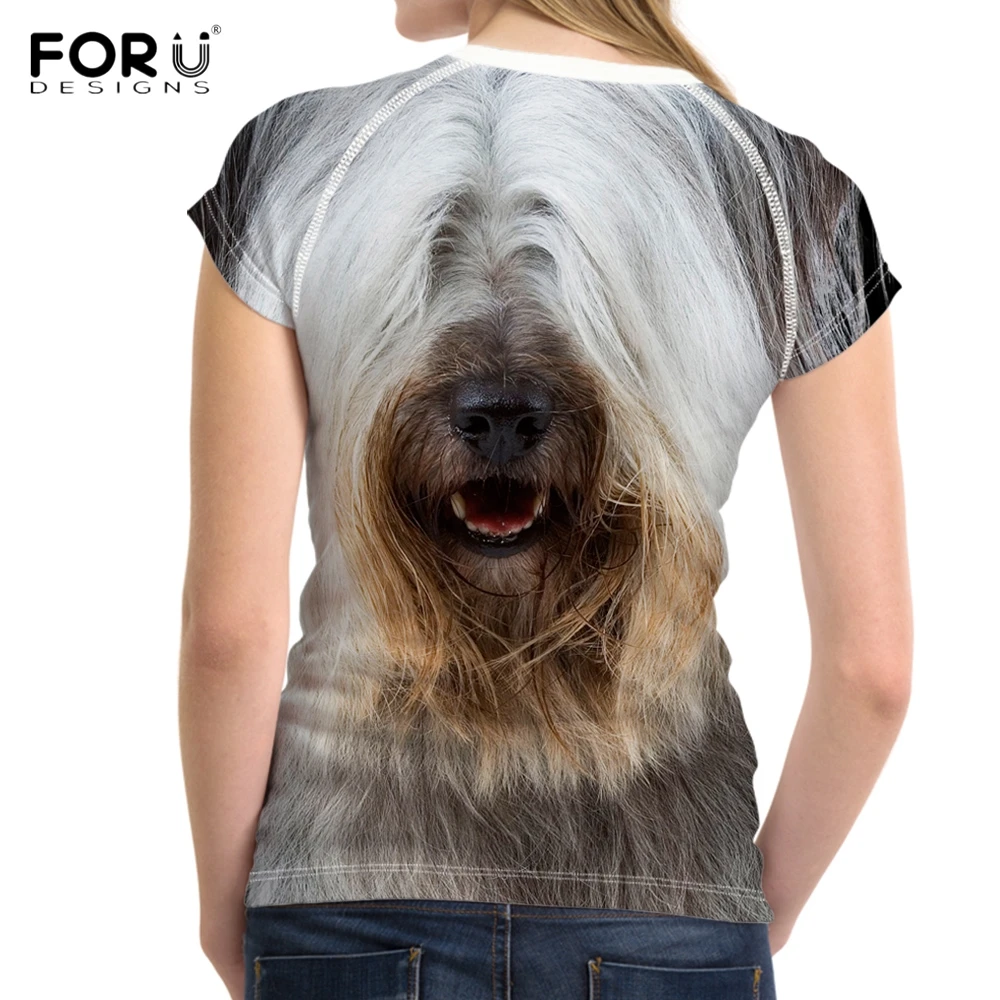 FORUDESIGNS/забавные женские летние футболки с 3D принтом животных Скай терьера Harajuku