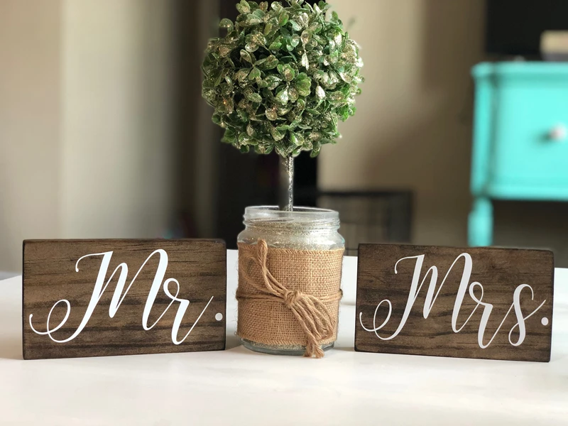 Свадебный Декор Наклейка Mr and Mrs настольные знаки наклейки, подарки и карты Свадебный прием десерт защищены знак виниловые наклейки