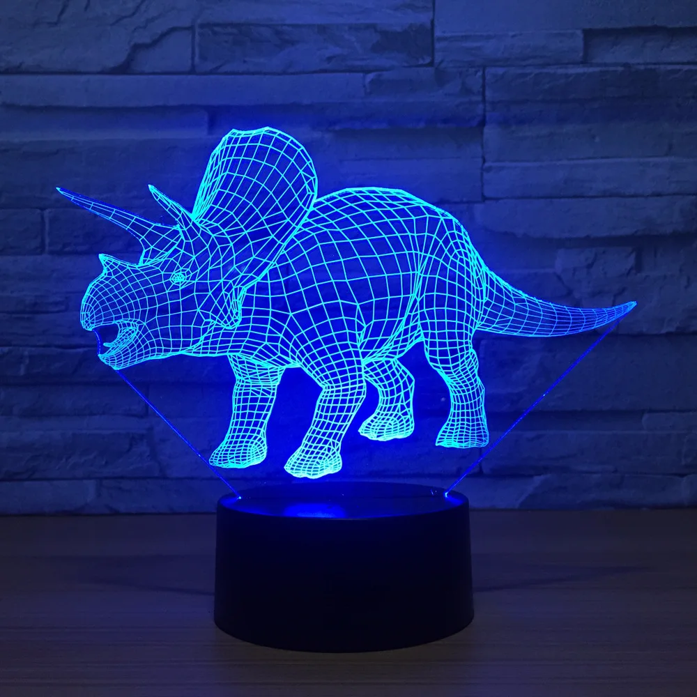 Динозавр Новинка 3D настольная лампа Luminaria Светодиодные ночные светильники Usb