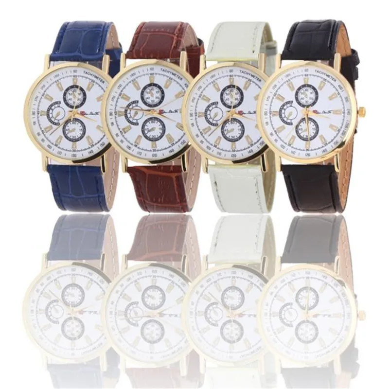 Роскошные модные мужские часы римские кожаные Аналоговые кварцевые наручные Vogue