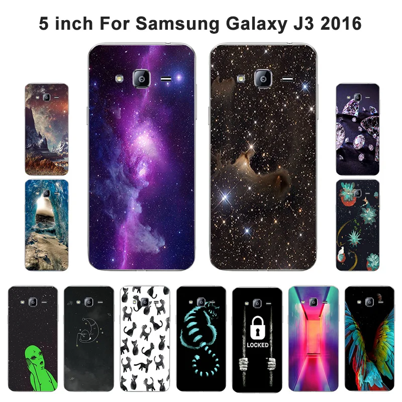 Мягкие чехлы для Samsung Galaxy J3 2016 силиконовые телефонов с изображением туманности