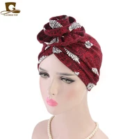 new elegant cotton 3d flower turban women beanie chemo cancer cap turbantes headwear bandana wedding party hair accessory