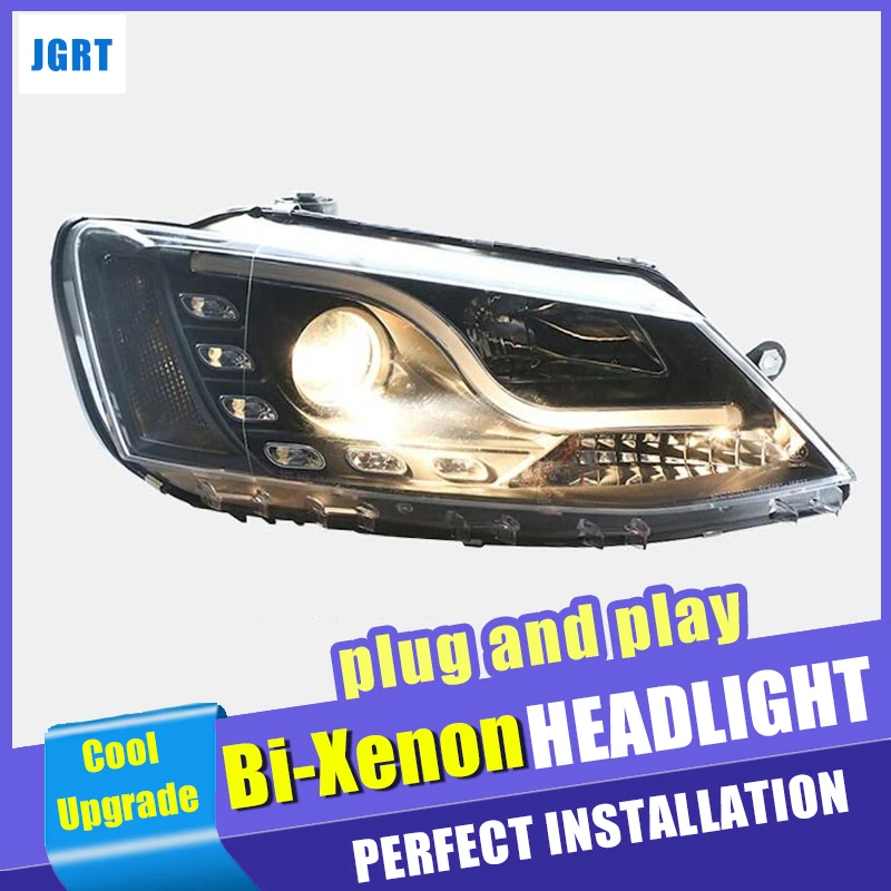 Auto part Style LED Head Lamp for VW Jetta led headlights 2012-2018 drl H7 hid Bi-Xenon Lens angel eye low beam | Автомобили и