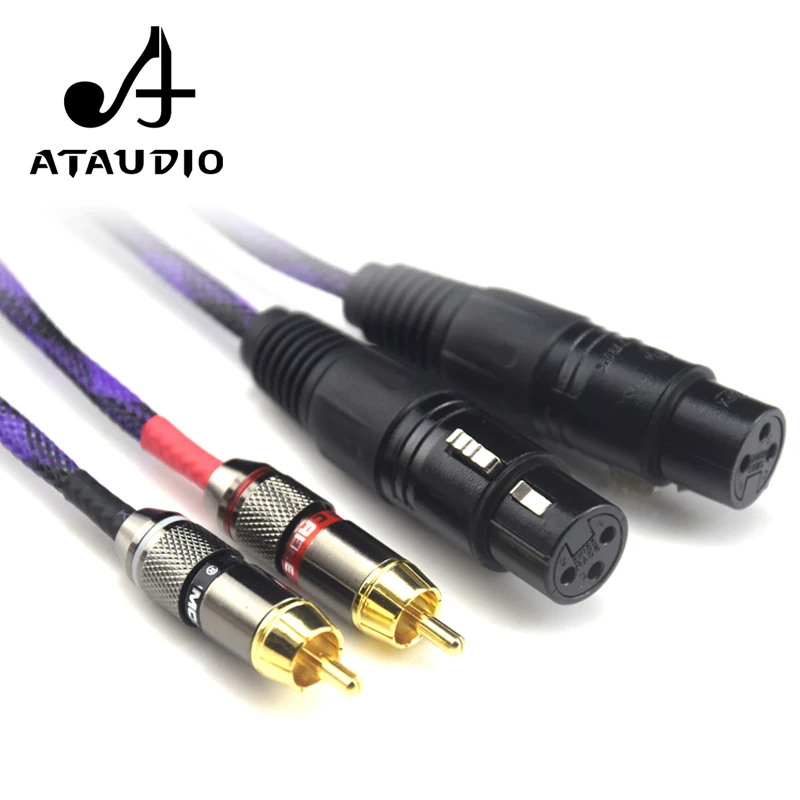 Кабель ATAUDIO Hi Fi с посеребренным RCA на XLR высококачественный кабель 2 папа мама|rca to