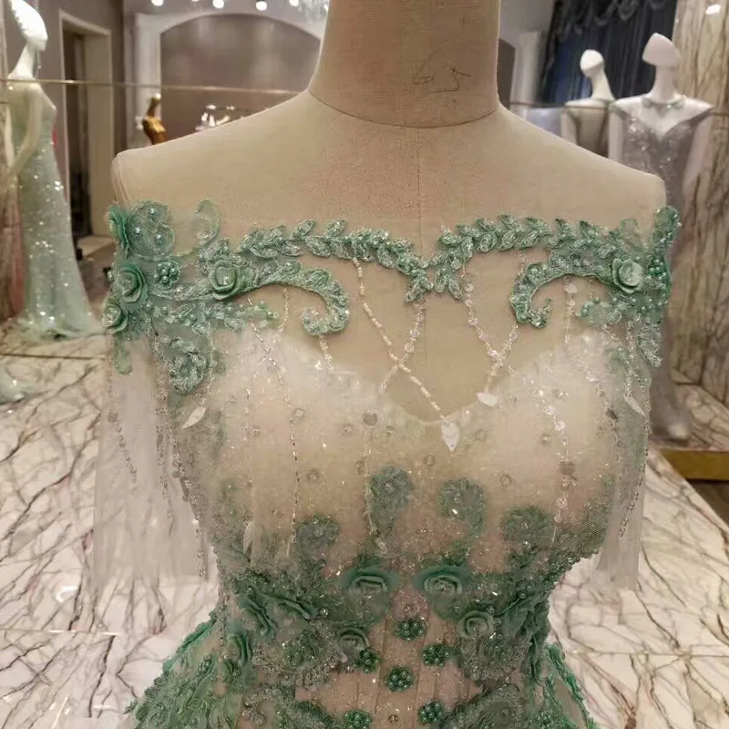 Великолепное прозрачное бальное платье свадебные платья 2017 пышное кружевное с