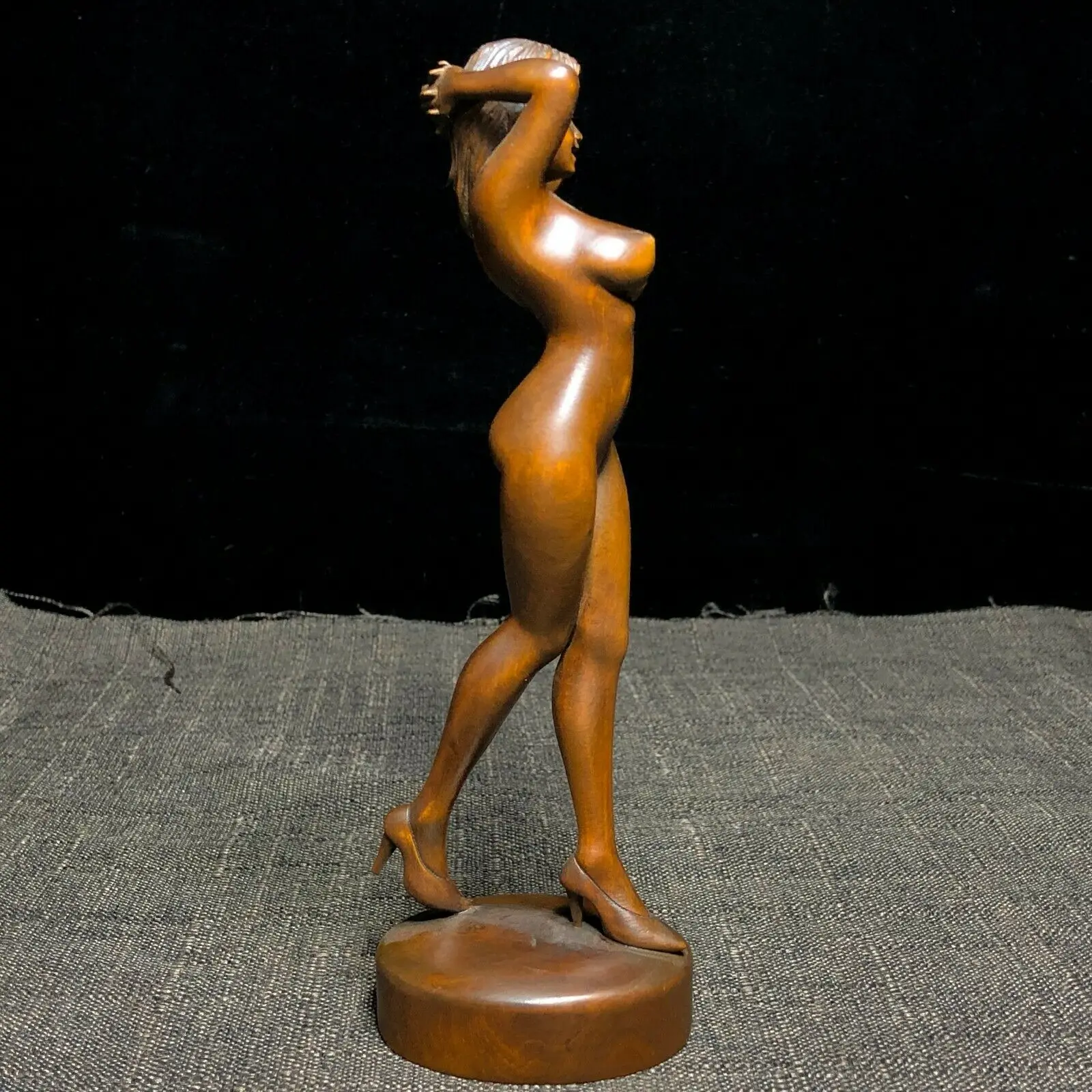 Старый коллекционный китайский Boxwood обувь на высоком каблуке голый Belle орнамент