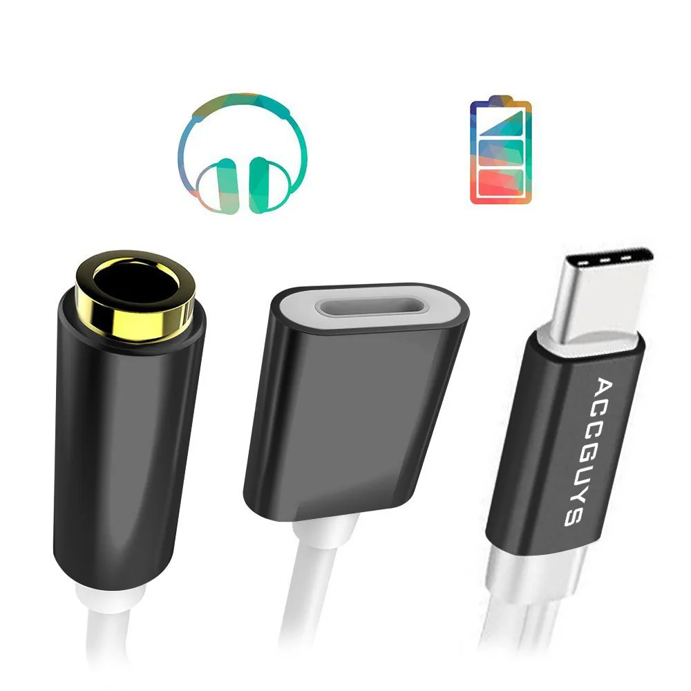 ACCGUYS 2 в 1 USB Тип C до 3 5 мм гнездо аудио наушники зарядный адаптер разветвитель AUX