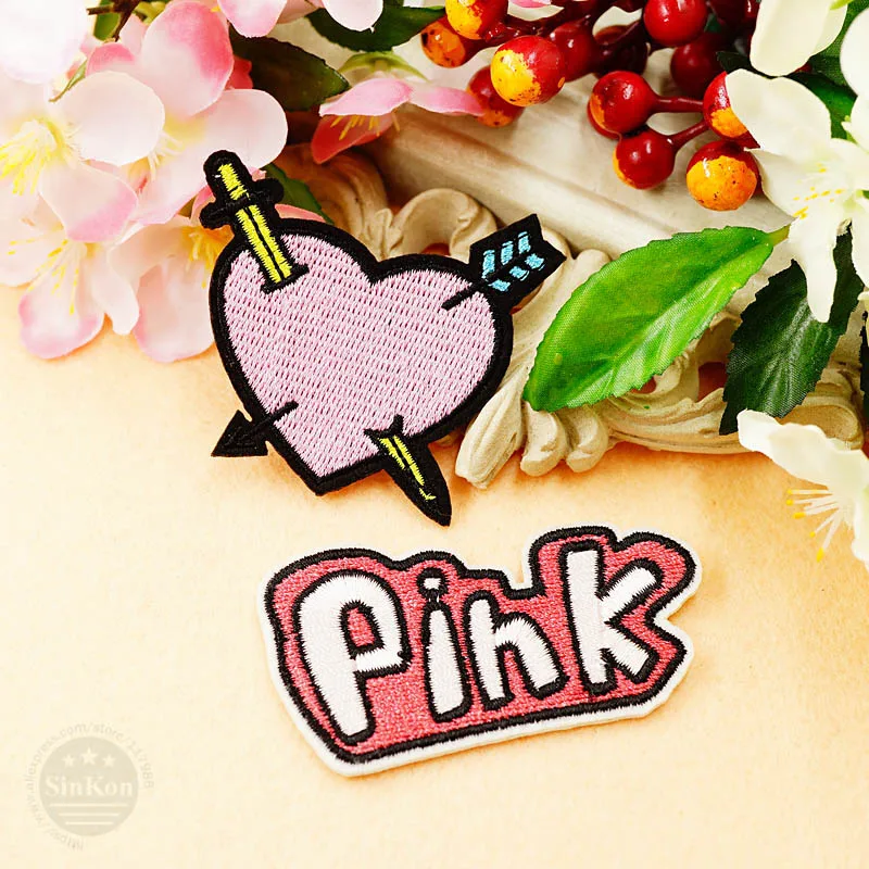 8 шт./лот Best Baby Pink Love Kiss нашивки значки сделай сам вышивка аппликация одежда товары