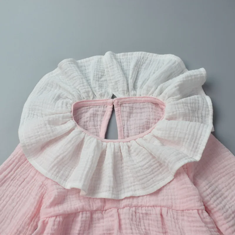Baby Romper Cotton Long Sleeve Lotus Leaf Collar Triangle Overall Climbing Clothing For 0-2T Toddler Girls Jumpsuits | Детская одежда и