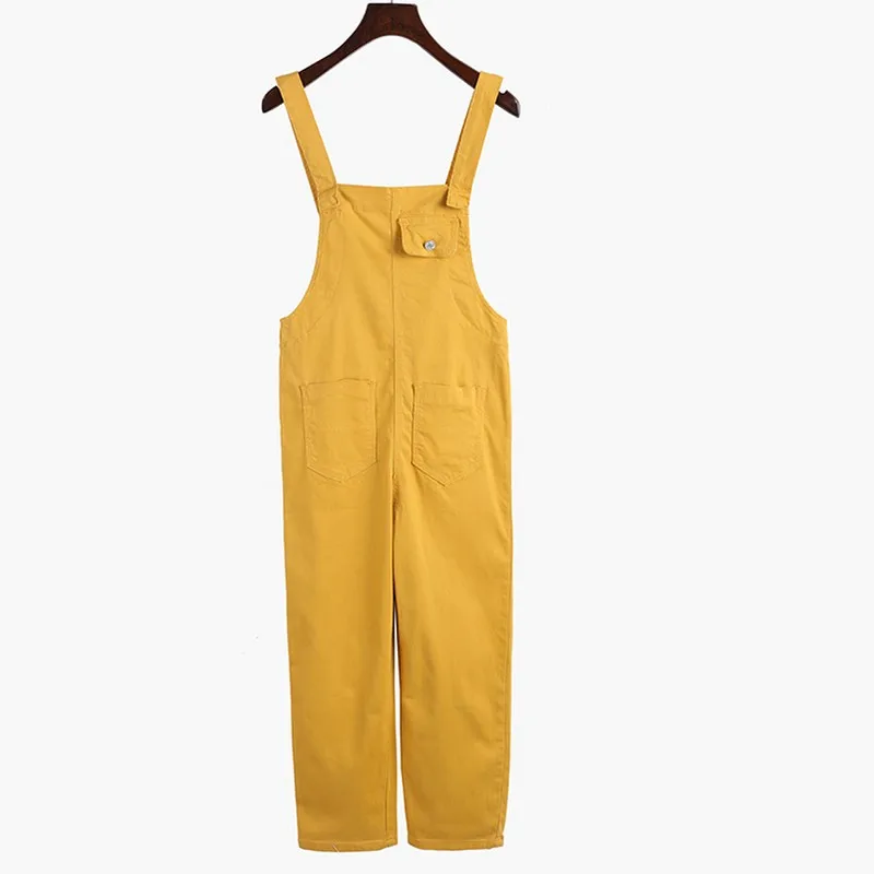 Spring Solid Color Denim Jumpsuits Women Vintage Fashion New Jean Overalls for Women Loose Pocket Long Pants Women Jumpsuit