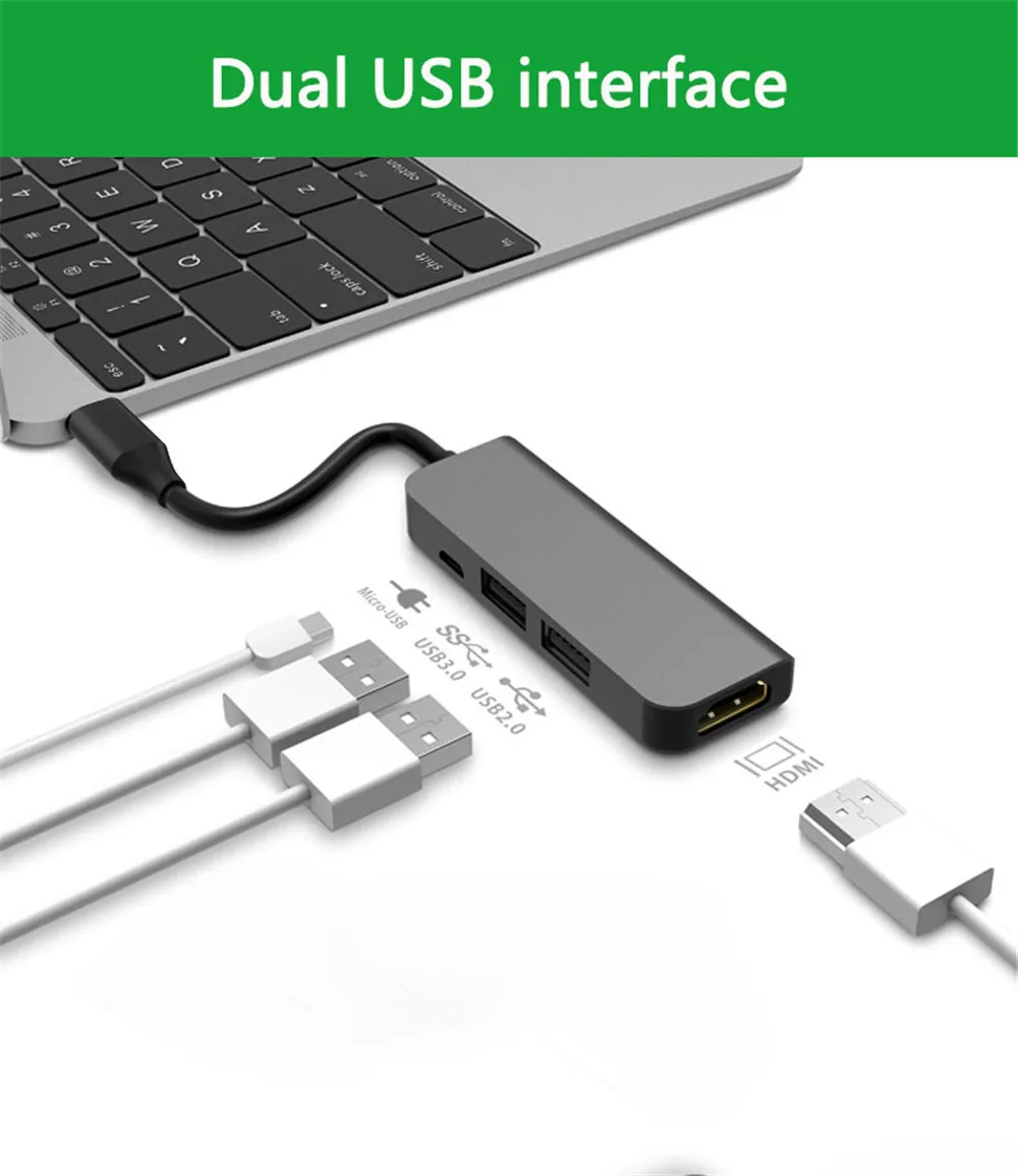 Usb type C к HDMI адаптер usb-хаб C Tpye-C к HDMI Micro USB 3,0 4 USB порт концентратор разветвитель адаптер концентратор для MacBook huawei samsung