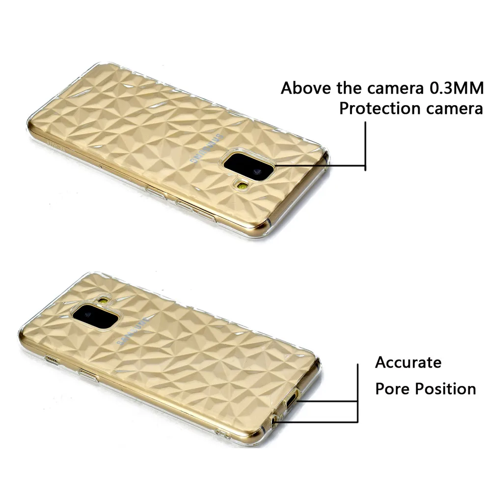Shockproof 3D Diamond Grain Crystal Texture Silicone Case for Samsung A5 A6 A8 2018 Plus A9 STAR Soft TPU Capa |