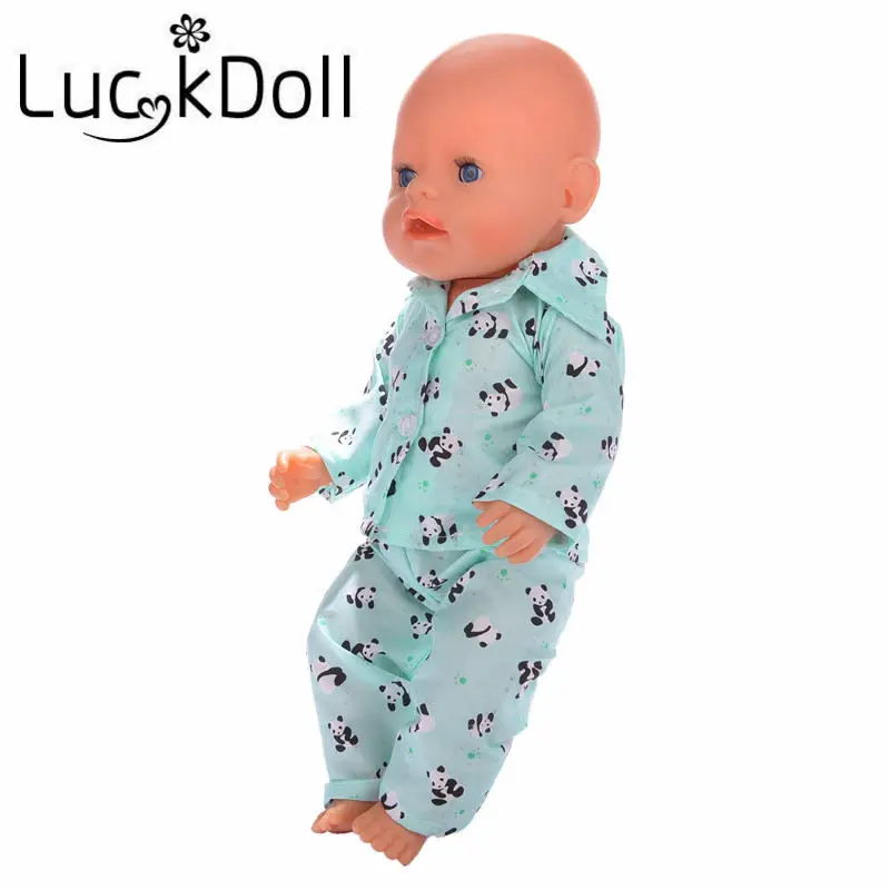 Пижама LUCKDOLL с принтом панды подходит для 18-дюймовых американских кукол 43 см