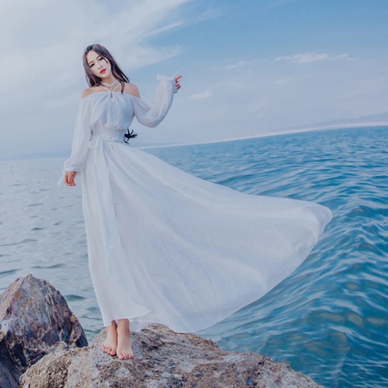 Khale Yose летний укороченный топ из 2 частей Макси платье с длинным рукавом Boho Хиппи