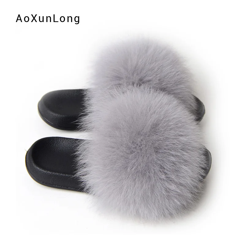Шлепанцы женские домашние из меха лисы элегантные меховые тапочки сланцы
