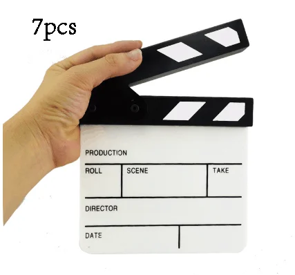 7pcs Clapperboard Акриловый Универсальный сланцевый режущий реквизит Хлопушка доска 16,5*15 Видео Сцена ролевые игры сухое стирание Фильм Действие хлопушка - Цвет: 7pcs Clapperboard
