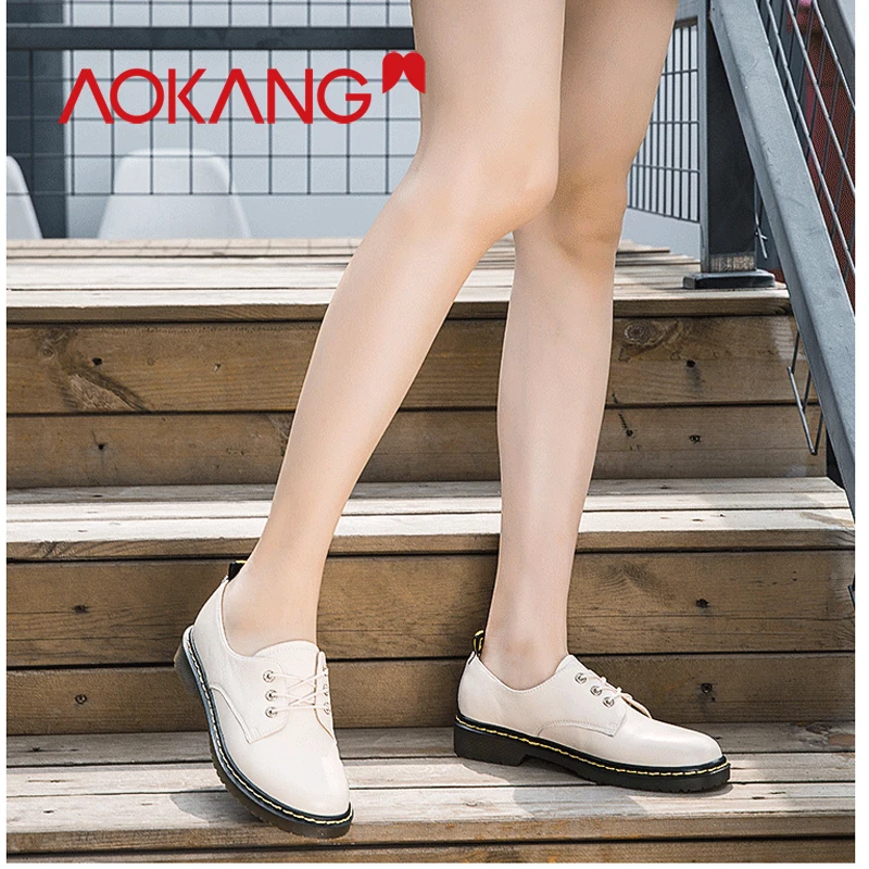 AOKANG/модная обувь на платформе женская кроссовки плоской оксфорды для женщин