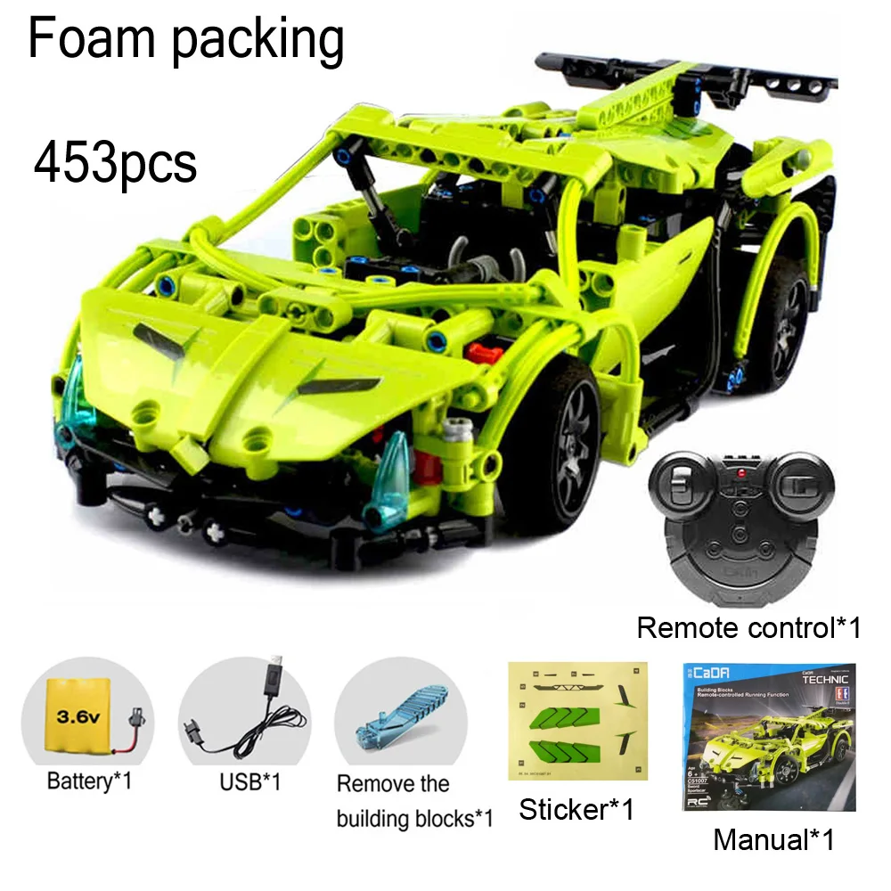 Green Car Радиоуправляемая скоростная Гоночная машина с дистанционным управлением, радиоуправляемая светодиодная машинка, модель строительных блоков, игрушки для мальчиков, игра - Цвет: Green Car